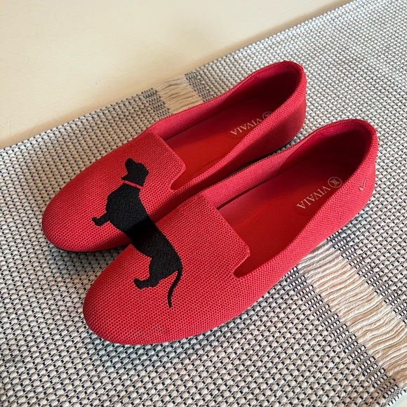 VIVAIA Shoes - VIVAIA Audrey Women's Round-Toe Flats Slip On Red Knit Loafer Size 38/US 7.5